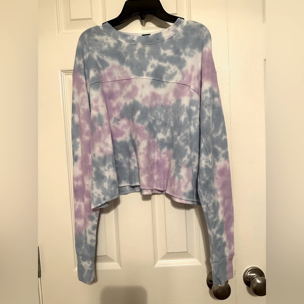 Tie dye thermal crop top sweater